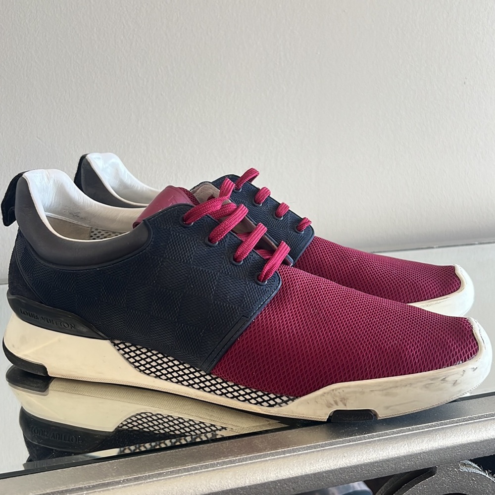Louis Vuitton lv men’s shoes maroon red and blue black size 9